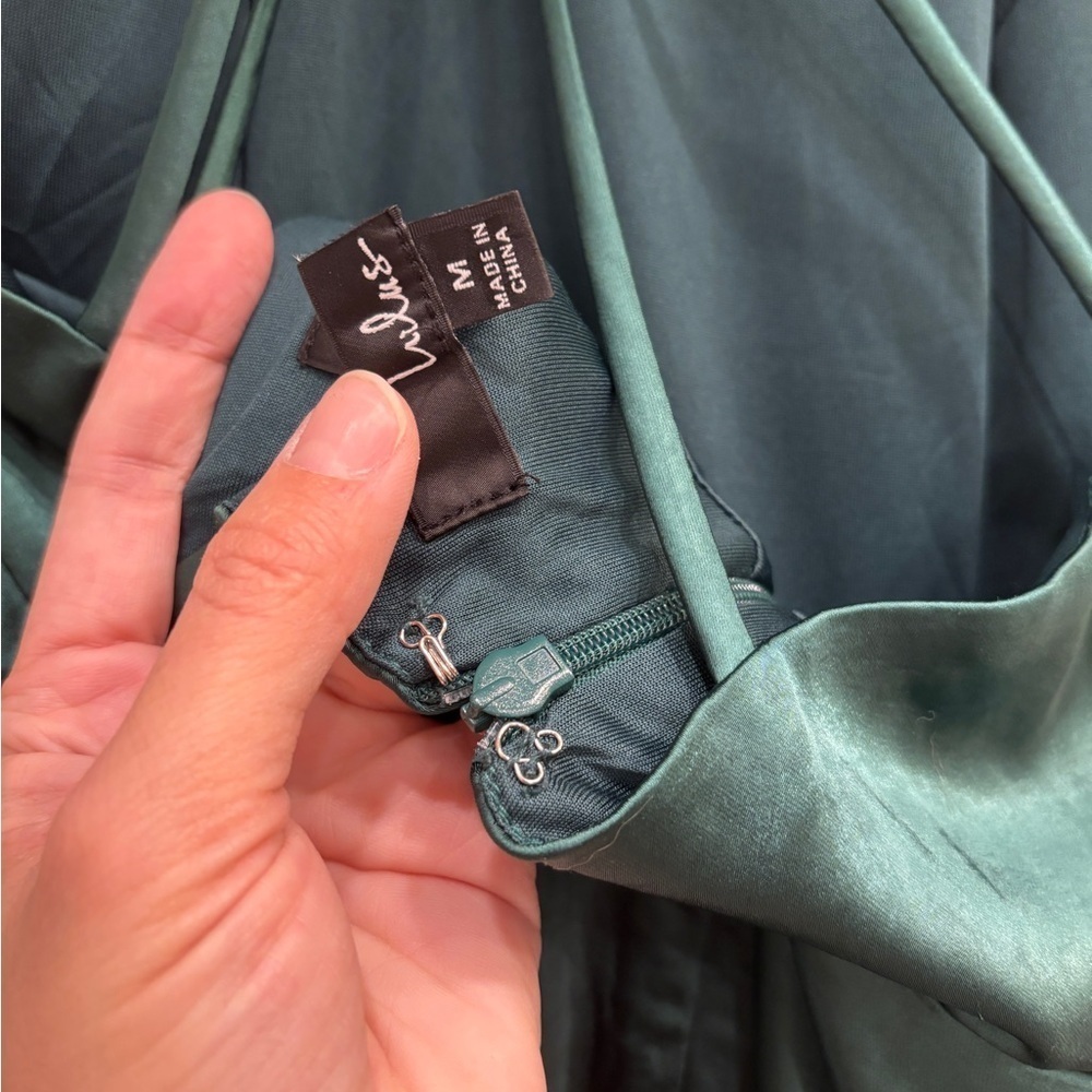 NWOT Lulus‎ Make it Elegant Emerald Green Satin Strappy Maxi Dress - Picture 7 of 10